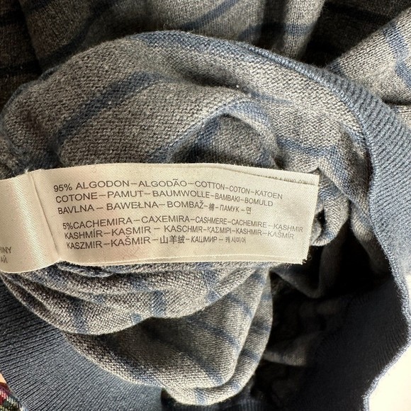 Massimo Dutti Men's Cotton Cashmere Blend Sweater Size L (40) Gray Blue Striped - Picture 8 of 8